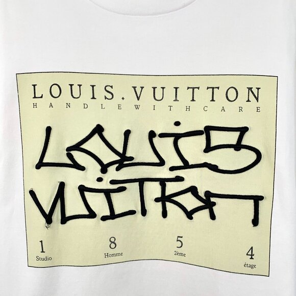 Louis Vuitton White Graphic Print T-Shirt XXL 100% Cotton Made In Italy - Picture 6 of 8